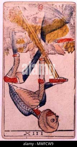 . Anglais : Un original de la carte de tarot de Jean Dodal de fr:Lyon, un Tarot de Marseille classique deck qui date de 1701-1715. À partir du fichier:Jean Dodal Tarot trump 13.jpg . Entre 1701 et 1715. Jean Dodal 311 Jean Dodal Tarot trump 13 à l'envers Banque D'Images