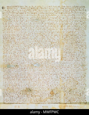 . Anglais : La version 1297 de la Magna Carta, l'un des quatre originaux du document. Cette copie a été anciennement propriété de la famille de 2955 et les comtes de Cardigan, et plus tard la fondation Perot. David Mark Rubenstein, co-fondateur et directeur général du groupe Carlyle, a acquis le document en 2007 et l'a prêté à la National Archives and Records Administration. Il est maintenant sur l'affichage public dans l'Ouest Rotunda Gallery de l'édifice des Archives Nationales à Washington, D.C., USA. 1297 ; 27 mars 2012 (date d'origine).. Chargé par AEMoreira042281. 387 Grande Charte (version 1297, administré par Banque D'Images