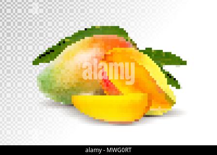 Tranche de mangue fraîche isolé sur fond blanc. Vector illustration 3d Illustration de Vecteur
