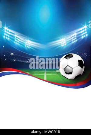 Stade de football soccer champ herbe greeen avec spot de lumière la nuit temps vector illustration Illustration de Vecteur