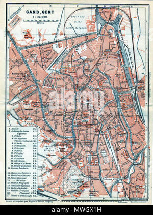 . Anglais : Site de Gand par Wagner et Debes, 1910 . 16 juillet 2012. Wagner et Debes, 1910 393 Plan de Gand par Wagner et Debes, 1910 Banque D'Images