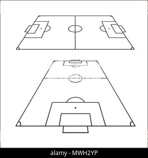 Croquis de l'ensemble des terrains de football. Terrain de football de l'élément de conception. Terrain de football vue d'en haut modèle. Vector illustration isolé sur fond blanc Illustration de Vecteur