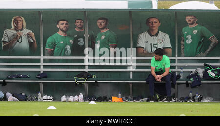 La République d'Irlande Shane Long au cours de la session de formation à l'initiative Centre de formation national, Abbotstown, Irlande. Banque D'Images