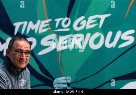 République d'Irlande manager Martin O'Neill au cours de la conférence de presse au Centre National de Formation de la FAI, Abbotstown, Irlande. Banque D'Images