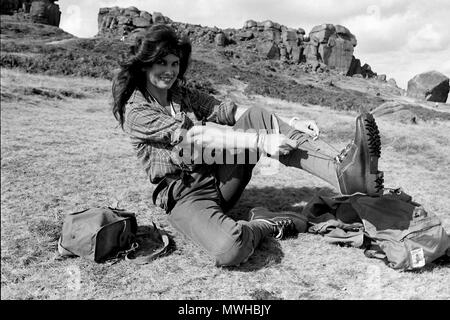 Caroline Munro sur Ilkley Moor 1984 Banque D'Images