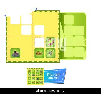 Jeu de sudoku pour les enfants avec des images d'insectes. Fiche d'activités pour les enfants. La logique de formation, jeu éducatif Illustration de Vecteur