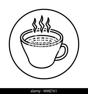 Vecteur de café chaud ou un thé dans l'icône de la ligne du cercle, symbole iconique dans un cercle, sur fond blanc. Vector design iconique. Illustration de Vecteur