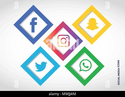 Social media icons set. Vector Logo Illustrator. facebook, instagram, Whatsapp, Illustration de Vecteur