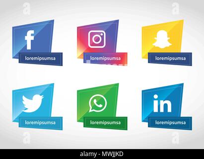 Social media icons set. Vector Logo Illustrator. facebook, instagram, Whatsapp, Illustration de Vecteur