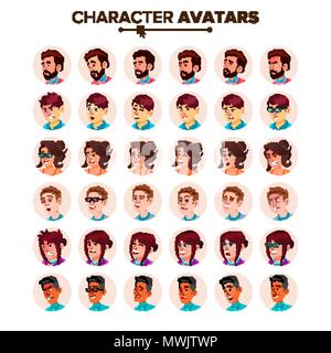 Les gens ensemble Avatar vecteur. Homme, Femme. Personne de l'utilisateur. La mode. Comic Art visage joyeux travailleur. Série Portrait. Employeur mignon. Télévision Personnage Illustration Illustration de Vecteur