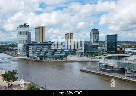 Quay West et de vues, Salford Quays, Manchester Banque D'Images