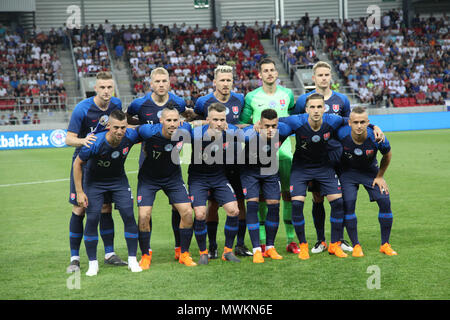 Trnava, Slovaquie. 31.5. En 2018. L'équipe de football de la Slovaquie à compter onze avant le match de football amical entre la Slovaquie et les Pays-Bas (1 - 1). Banque D'Images