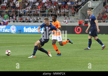 Trnava, Slovaquie. 31 mai, 2018. Tomas Hubocan (15) pendant le match de football entre la Slovaquie et les Pays-Bas (1 - 1). Banque D'Images