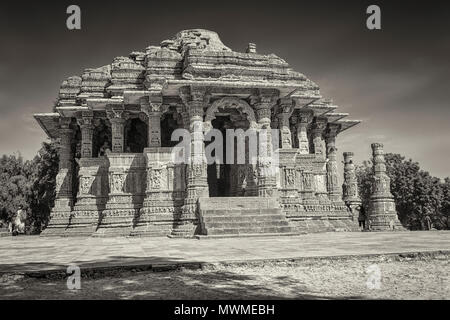 Mehsana District,Gujarat, Inde- Décembre 05, 2014 - Vue du Temple du Soleil à Modhera. Banque D'Images