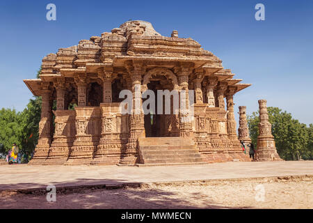 Mehsana District,Gujarat, Inde- Décembre 05, 2014 - Vue du Temple du Soleil à Modhera. Banque D'Images