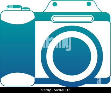 Appareil photo Appareil photo vintage retro illustration vectorielle bleu néon Illustration de Vecteur