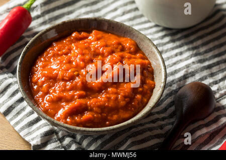 Épicé fait maison Harrisa sauce dans un bol Banque D'Images