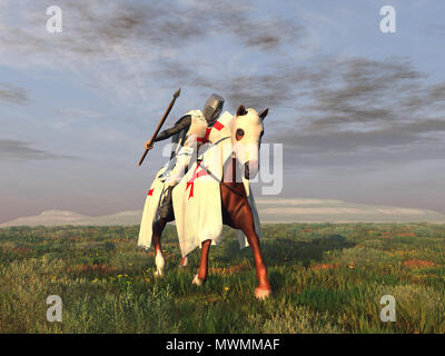 Chevalier templier à cheval Banque D'Images