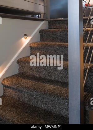 Un escalier intérieur de la moquette un moderne style duplex résidentiel accueil Banque D'Images