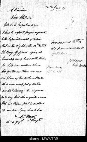 . Anglais : rapport de police de l'Geffrard naufrage sur 1875-06-13, WA State Records Office CAC 129 22-209 Fichier. 17 juin 1875. 491 sous-inspecteur Dyer rapport de police de l'épave de "Geffrard' Banque D'Images