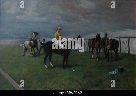 . Anglais : Raymond Rodgers Belmont sur Domino par Muss-Arnolt Gustav (1858-1927) en 1880 . 1880. Gustav (1858-1927) Muss-Arnolt 513 Raymond Rodgers Belmont sur Domino par G. Arnold Moss en 1880 Banque D'Images