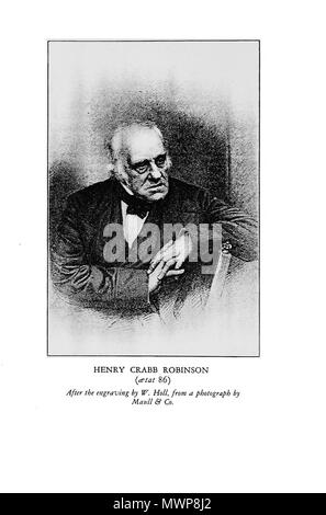 . Illustration de l'objet dans Edith Julia Morley's Blake, Coleridge, Wordsworth, agneau, etc., sont des sélections dans la demeure de Henry Crabb Robinson, le Manchester University Press, Londres, New York [etc.] Longmans, Green & Co. : 1922) . 1869 (1922). Portrait de William Holl 496 H Crabb Robinson (sans modification Morley edition) Banque D'Images