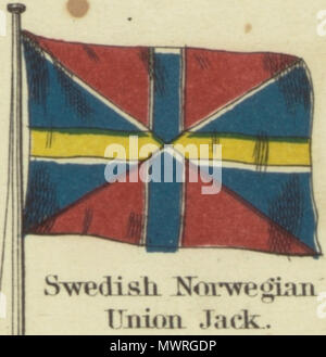 . Anglais : Swedish Norwegian Union Jack. Johnson's carte nouvelle des emblèmes nationaux, 1868.jpg Johnson dans les tableau des emblèmes nationaux. Imprimer montrant les drapeaux de divers pays, ceux effectués par les navires, et les "signaux pour pilotes.' dans le coin supérieur gauche est le 'United States' 37 étoiles, dans le coin supérieur droit est le 'Royal Standard du Royaume-Uni Grande-bretagne & Irlande' ; dans le coin inférieur gauche est le standard 'russe' et dans le coin en bas à droite est la "Norme Française.' Les drapeaux sur cette page diffèrent légèrement de celles sur une autre feuille no 4 [en haut à gauche] et 5 [en haut à droite Banque D'Images