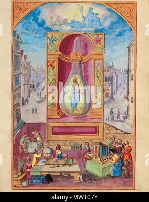 570 Splendor Solis - Traité d'Alchimie - Mercure - La reine bleue (Les Sept Flasques) Banque D'Images