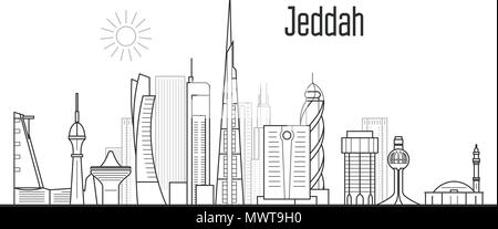 La ville de Jeddah skyline - tours et landmarks, paysage urbain dans le style de chemise Illustration de Vecteur