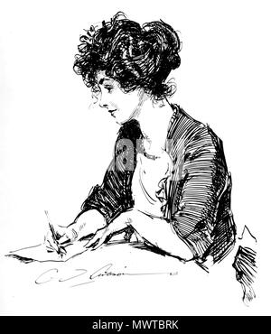 . Anglais : La fille qu'il a laissé derrière lui par Charles Dana Gibson, du Livre des sans-abri . 1916. w:Charles Dana Gibson 593 Le Livre des sans-abri (New York, Charles Scribner's Sons, 1916) 77 Banque D'Images