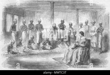 . English : 'la maison de David Sassoon et industriels à Bombay, Institution' Illustrated London News, 1859 Source : ebay, juin 2009 . 1859. Illustrated London News 594 Les David Sassoon et industrielle à l'établissement d'éducation surveillée Bombay Banque D'Images