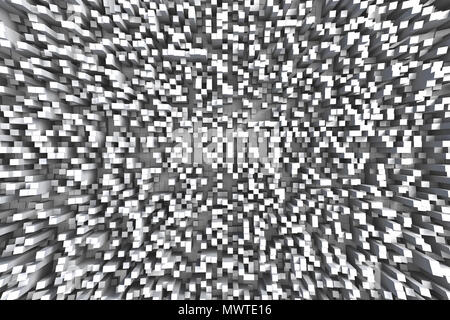 Abstraite noir et blanc ou gris géométrique 3D Perspective petit cube 600x600 Modèle de conception d'arrière-plan Banque D'Images