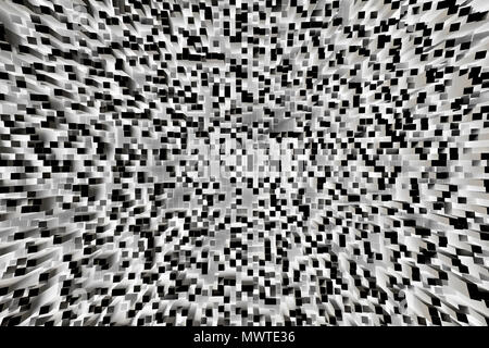 Inverse abstrait noir et blanc ou gris géométrique 3D Perspective petit cube 600x600 Modèle de conception d'arrière-plan Banque D'Images