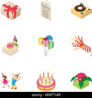 Journée cadeaux icons set, style isométrique Illustration de Vecteur