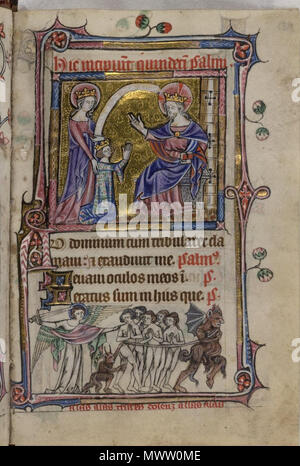 . Virgin et Devil . début 14e c. 589 heures de Taymouth inconnu et Vierge Devil Banque D'Images