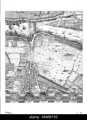 . English : Parti du plan de Rouen, réalisé par Gomboust en 1655. 7 avril 2009, 15:35:25. Jacques Gomboust 487 Plan 5 - partie sud de Rouen - Gomboust 1655 Banque D'Images