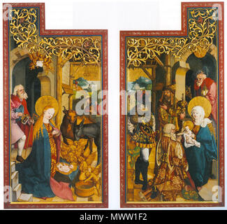 . Thalheimer Retabel Flügel, liens innen : Geburt Christi Flügel, rechts innen : Anbetung der Könige . circa 1518. Meister des autels Thalheimer, dem City East Meister von Meßkirch zugeschrieben 592 Innenfluegel Retabel Thalheimer Banque D'Images