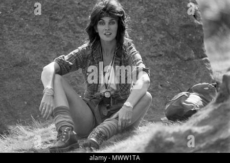 Caroline Munro sur ilkley Moor 1984 Banque D'Images