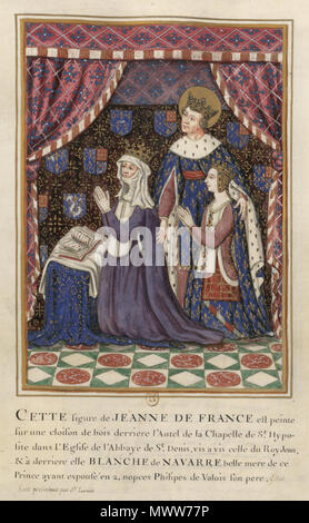 . English : Jeanne de France (1351-1371) et Blanche de Navarre (1331-1398) et Philippe VI de France . Date inconnue. 616 anonyme Trojice Saint Denis Banque D'Images