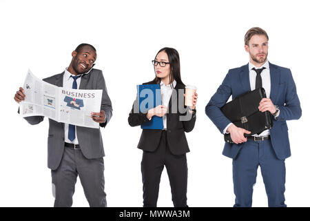 Portrait de groupe des personnes d'entreprises multiculturelles isolated on white Banque D'Images