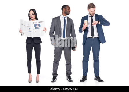 Groupe de personnes d'entreprises multiculturelles isolated on white Banque D'Images