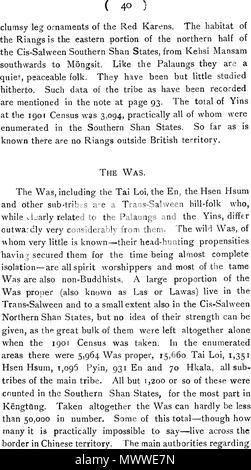 . Anglais : un texte anglais. 1910. C. C. LOWIS, I. C. S. 601 les tribus de Birmanie - 40 Banque D'Images