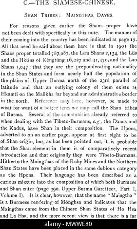 . Anglais : un texte anglais. 1910. C. C. LOWIS, I. C. S. 601 les tribus de Birmanie - 43 Banque D'Images