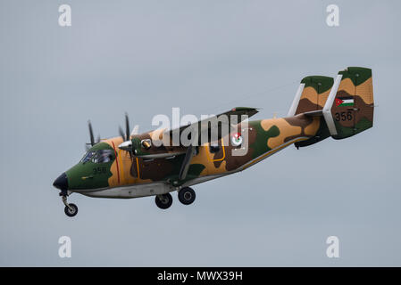 Royal Jordanian Air Force PZL M28 Skytruck atterrissant à l'aéroport de Londres Southend. Destiné aux États-Unis et rééquipement possible pour les travaux de surveillance Banque D'Images