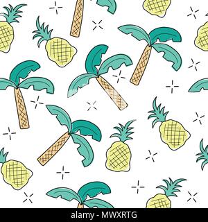 L'art créatif sans fin sans motif répétitif avec la texture des éléments tropicaux Illustration de Vecteur