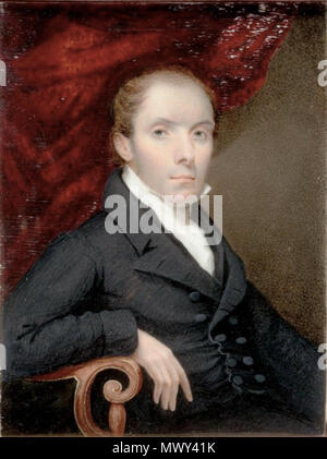 . L'auto-portrait. Par Thomas Edwards, American, 1795-1869. 10,16 x 7,62 cm (4 x 3 in.). Aquarelle sur ivoire de forme rectangulaire. Musée des beaux-arts de Boston . 19e siècle. Thomas Edwards 606 MFABoston ThomasEdwards autoportrait Banque D'Images