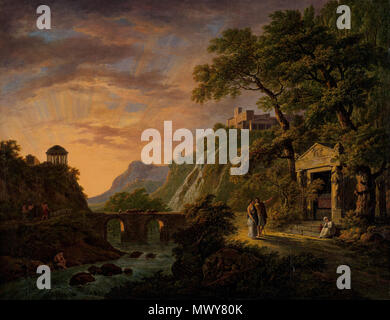 . Nederlands : Arcadisch ondergaande landschap rencontré zon. huile sur toile. 54 × 70 × 21,2 cm (27.5 in). Amsterdam, Rijksmuseum Amsterdam. . Entre 1792 et 1809. Daniël Dupré 55 Arcadisch ondergaande landschap rencontré zon Rijksmuseum Amsterdam SK-A-5015 Banque D'Images