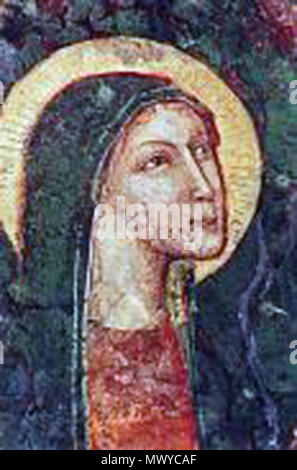 . Italiano : Amministrazione della figura della Madonna nell'fresque posto nella calotta della Chiesa di San Michele Arcangelo un Luciano (Montelupo Fiorentino) . 15e siècle. Vignaccia76 542 voltomadonna Sanmichele luciano Banque D'Images
