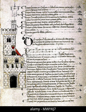 . English : Dessin et descriptif de la Tour Anglica, construite au XIVe siècle à Barbentane sur ordre du cardinal Anglic de Grimoard, frère d'Urbain V, Archives de Vaucluse . 9 juillet 2011. XIVe inconnu 161 Dessin de la Tour Anglica Archives de Vaucluse Banque D'Images