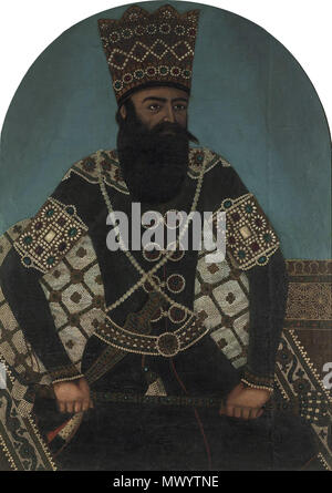 . Anglais : Portrait de Fath Ali Shah Qajar huile sur toile 146,5 x 105 cm . Milieu du 19ème siècle. Après le Rhim 'Ali 496 Portrait de Fath Ali Shah Qajar Banque D'Images